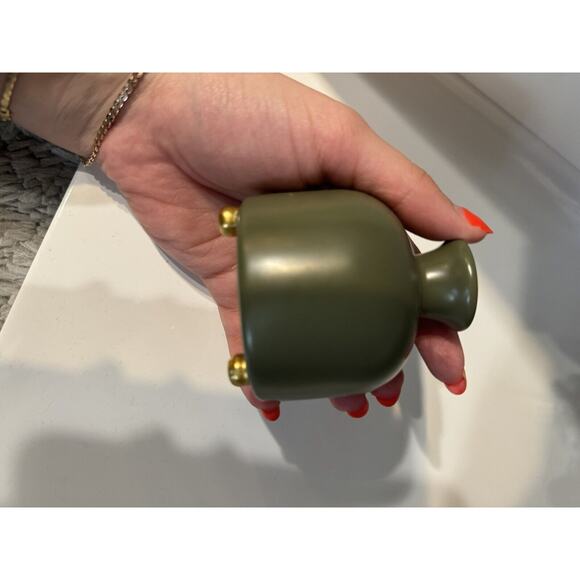 Hunter Green Vase Oil Diffuser Pot Small Gold Feet Home Decor Wicked - Picture 4 of 7